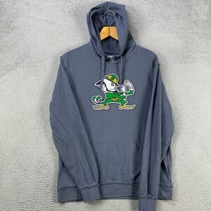 Notre Dame Fighting Irish Mens Hoodie Sweatshirt Large‎ Gray Drawstring Box Seat